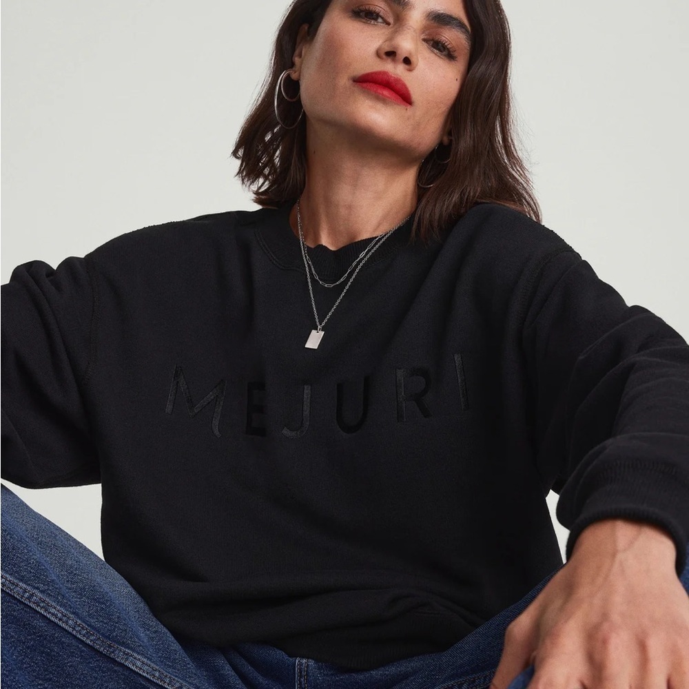 Mejuri Black Crewneck Sweatshirt Minimalist Design size XL
